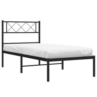 vidaXL Estructura Cama Sin Colch&oacute;n Con Cabecero Metal Negro 100x190 Cm Vidaxl