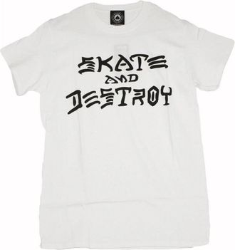 Thrasher Skate & Destroy Tee Wit/Zwart - Heren - T-shirts - Grijs - XL - Katoen - Tops