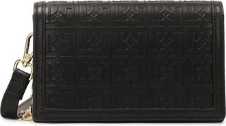 Kazar Zwarte monogram handtas met riem en ketting - Dames - Handtassen - Zwart - ONE Size - Leer - Tassen