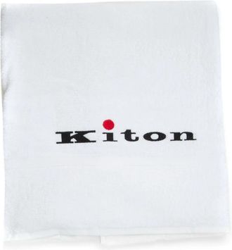 Kiton Katoenen Strandlaken - Heren - Handdoeken - Wit - ONE Size - Katoen - Home