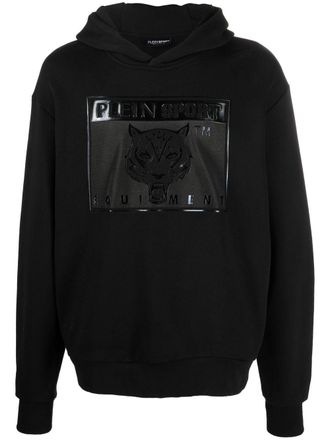 Plein Sport tiger-head embossed-logo hoodie - men - Cotton/Polyester/Polyurethane/Spandex/Elastane - XXXL - Black