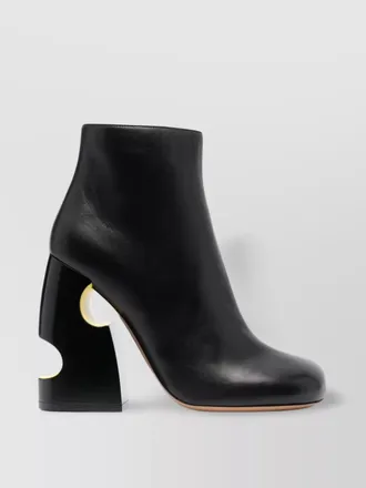 Off-white nappa leather cutout ankle boots