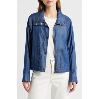 Bernardo Crop Utility Jacket in Denim Blue at Nordstrom, Size Xx-Large