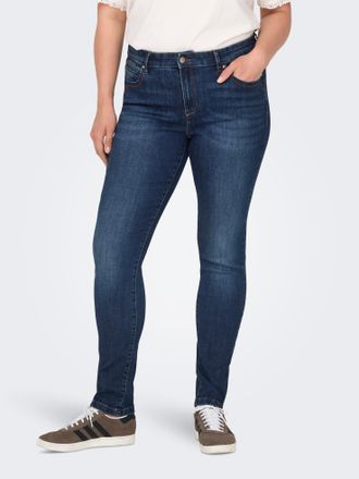 Only Carmakoma Skinny-fit-Jeans ONLY CARMAKOMA CARKARLA REG SK ANK ZIP DNM BJ581 NOOS, Damen, Gr. 44, L&auml;nge 32, blau (dunkelblau denim), Denim/Jeans, Obermaterial: 6