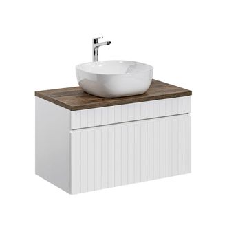 Petits Meubles Mueble lavabo individual 80cm y madera tableros laminados blanco