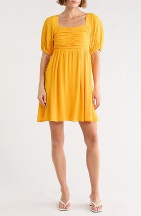 FRNCH Emy Puff Sleeve Fit & Flare Dress in Mangue at Nordstrom Rack, Size X-Small