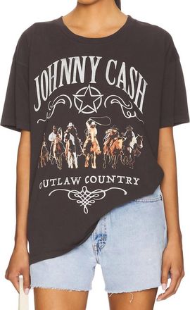 Daydreamer Johnny Cash Outlaw Country Short Sleeve Tee In Reactive Black