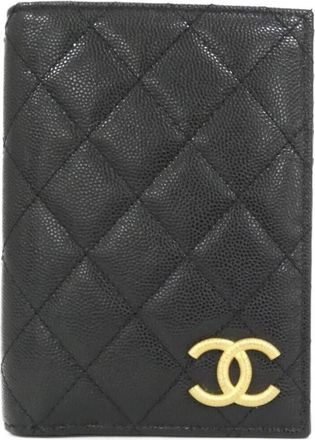Chanel Black Grained Calfskin Wallet (Bi-Fold) (Pre-Owned)