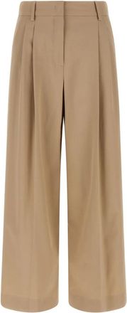 Max Mara Vettura Broeken - Dames - Wijde Broeken - Beige - M - Katoen - Broeken