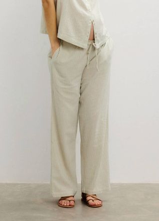 Hatch Isla Pant -Maternity In Natural/ Blue Stripe