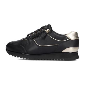 Hassia Schoenen, Dames, Zwart, 43 EU, Leer, Zwarte Porto Dames Lage Sneakers