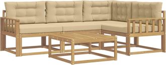 vidaXL Conjunto De Sof&aacute;s De Exterior 5 Uds. Y Beige Poli&eacute;ster Vidaxl