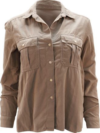 James Perse Button-Down Shirt with Pockets in Beige Cotton