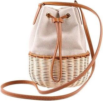 Rodo Tassen, Dames, Bruin, ONE Size, Leer, Adria Wicker Bucket Bag