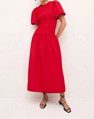 Marie Oliver Marca Smocked Fitted Dress In Lipstick
