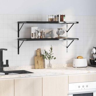 Berkfield Home Wall Shelves 2 pcs 100x40 cm Black Stainless Steel