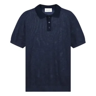 Olaf Hussein Polo Shirts, male, Blue, M, Knit Polo Shirt Navy Blue