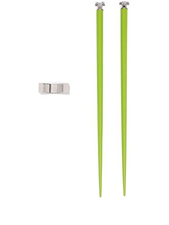 Shanghai Tang Chinese Zodiac Ox chopsticks - unisex - Wood/Brass - OS - Green