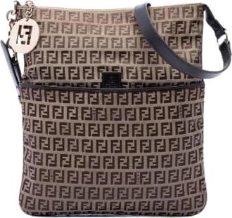 Fendi Pre-owned Canvas Crossbody Bag - Dames - Vintage Schoudertas - Beige - ONE Size - Leer - Vintage