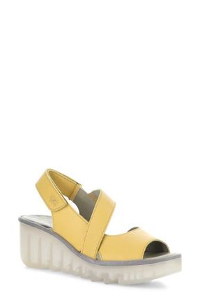 FLY London Basy Slingback Platform Wedge Sandal in Bumblebee at Nordstrom, Size 10-10.5Us