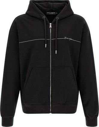 Dolce & Gabbana Zip Hoodie - Heren - Vesten met rits - Zwart - 3XL - Katoen - Hoodies & sweatvesten