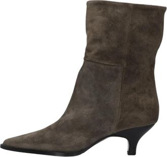 Lina Locchi AV 254 Enkellaarsjes - Dames - Laarzen met Hak - Groen - 40 EU - Leer - Schoenen