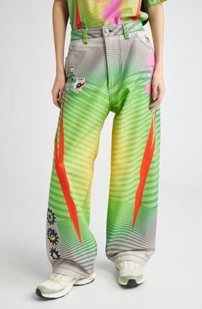 Paolina Russo Baggy Wide Leg Jeans in Green at Nordstrom Rack, Size 12