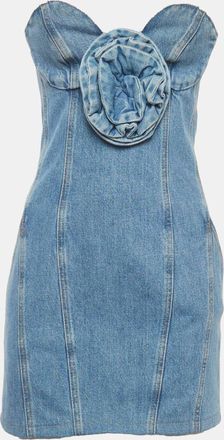 Magda Butrym Blue Denim Corset Tank Top & Strapless Mini Dress Set