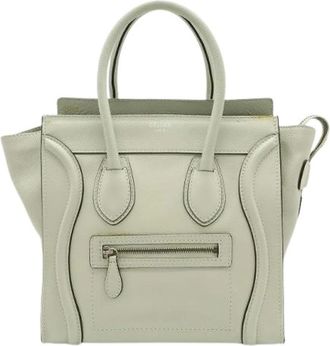 Celine Pre-owned Luggage Micro Shopper Tote Bag - Dames - Vintage Shopper - Groen - ONE Size - Leer - Vintage