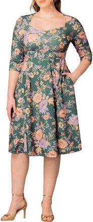 Kiyonna Royal Sweetheart Dress in Green Garden at Nordstrom, Size 5X