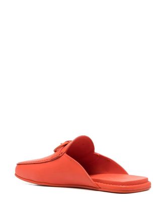 Ferragamo Logo-Buckle Leather Slipper - Orange