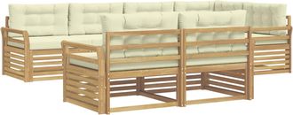 vidaXL Conjunto De Sof&aacute;s De Exterior 7 Uds. Blanco Y Crema Poli&eacute;ster Vidaxl