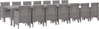 vidaXL Conjunto De Comedor De Jard&iacute;n 15 Pcs Gris Claro Ratan Polt Vidaxl