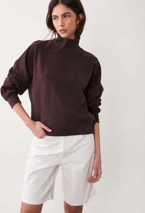 Arket Felpa accollata marrone scuro con polsini profondi-Nero