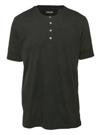 Tom Ford T-shirt met henley halslijn - Zwart
