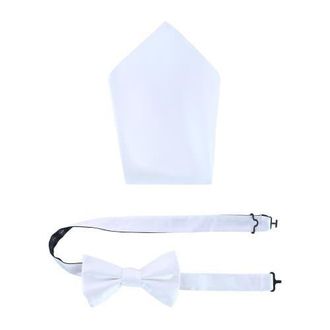 Trafalgar Store Sutton Solid Color Silk Bowtie and Pocket Square Combo in White at Nordstrom