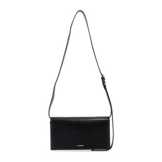 Jil Sander Leren Schoudertas - Dames - Tassen - Zwart - Maat: ONE Size Leer