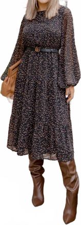 Rokoko Perfect Match Midi Dress In Black With Taupe Spots