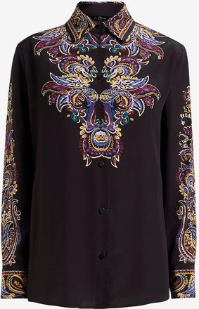 Etro Fliessendes Seidenhemd mit Paisley-Plac&eacute;e-Print