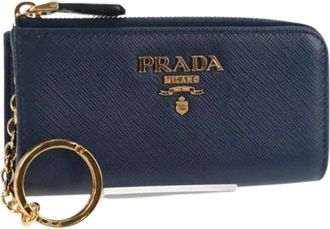 Prada Pre-owned Wallets, female, Blue, Size: ONE SIZE Pre-owned Leather Key Holder