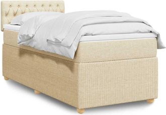 vidaXL Cama Box Spring Con Colch&oacute;n Tela Color Crema 80x200 Cm Vidaxl