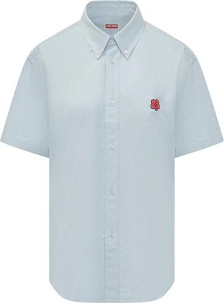Kenzo Boke Flower SS Shirt - Heren - Korte mouwen Overhemden - Blauw - S - Katoen - Overhemden