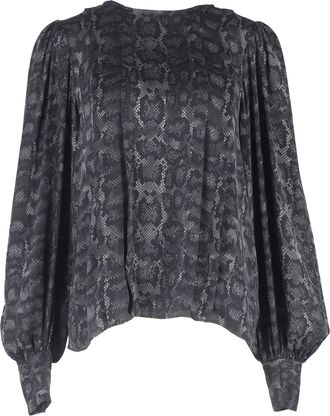 Anine Bing Renee Python Print Blouse in Grey Silk