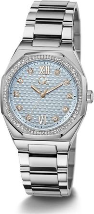 Guess Collection GC Dameshorloge Armband Coussin Sleek Mid Size 34mm Zilver Blauw Z25003L7Mf - Dames - Horloges - Grijs - ONE Size - Accessoires