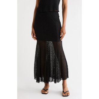 Leith Lace Midi Skirt in Black at Nordstrom Rack, Size X-Small