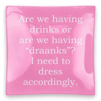 Clairebella Quotes Glass Trinket Tray In Pink