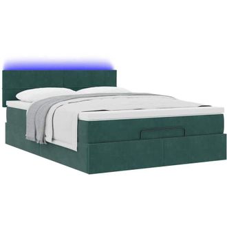 vidaXL Estructura De Cama Otomana Con Colch&oacute;n Verde Oscuro 140x200 Cm Vidaxl