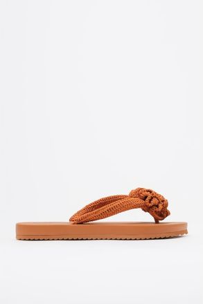 Bimba & Lola Crochet Flower Flip-Flop in Orange at Nordstrom, Size 37
