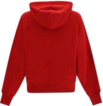 Ami Embroidered Cotton Hoodie - Red