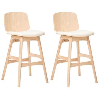 Beliani Conjunto De 2 Sillas De Bar Estructura De Madera Asiento De Tela Sin Reposabrazos Marr&oacute;n Claro Y Beige Claro Charleston